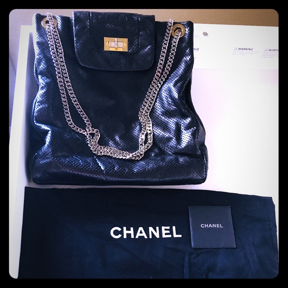 Authentic Chanel drill perforated tote